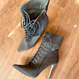 Cute olive green combat heeled bootie
